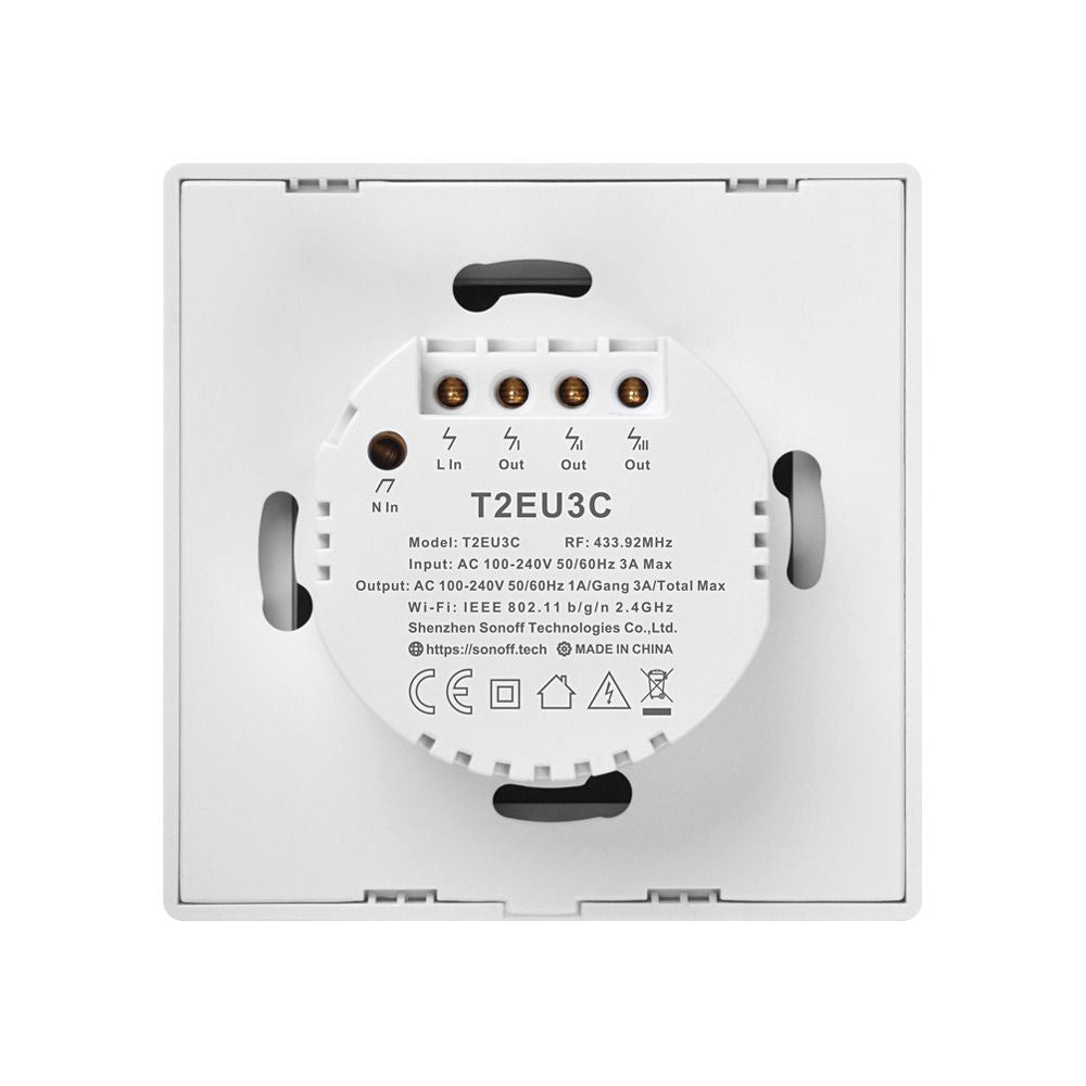 SONOFF pametno stensko stikalo Wi-Fi + RF433 trojno T2EU3C-TX