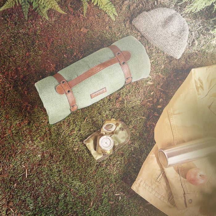 VonShef odeja za piknik 147 x 180cm, zelena