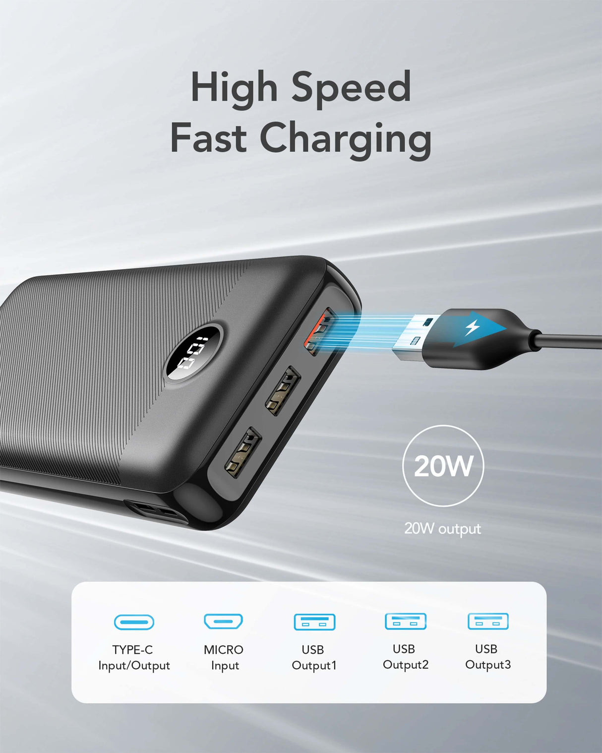 VEGER prenosna baterija L30 30000 mAh, črna