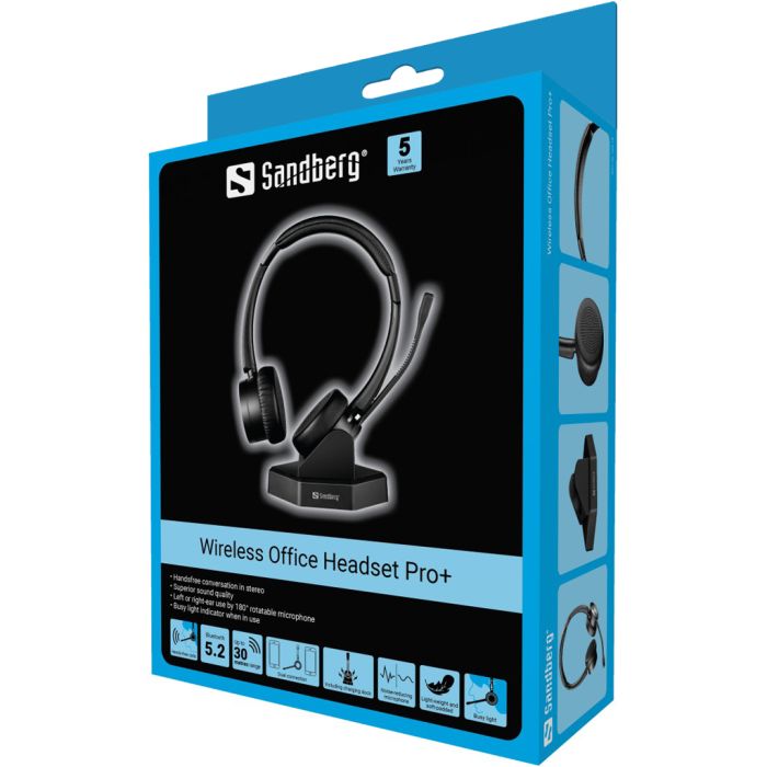 Sandberg Wireless Office Headset Pro+ brezžične naglavne slušalke