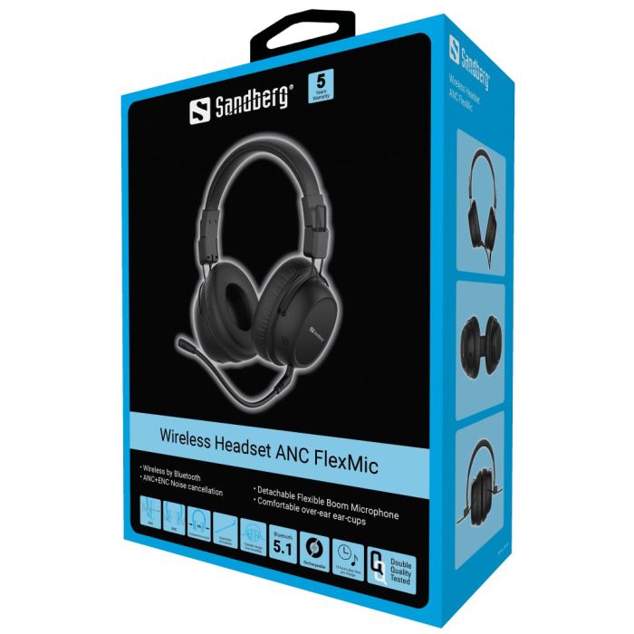 Sandberg slušalke z mikrofonom Wireless Headset ANC FlexMic