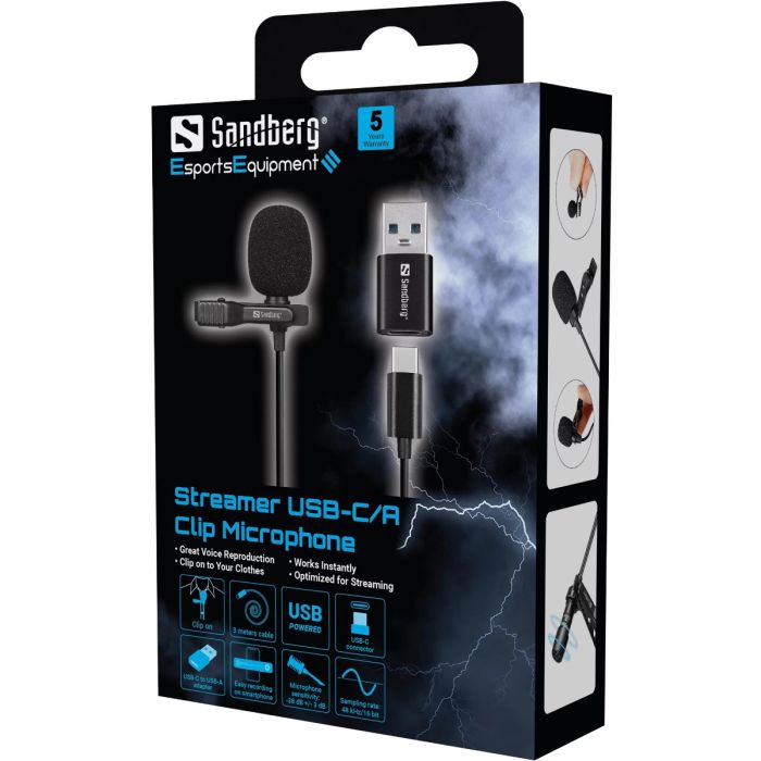 Sandberg Streamer USB Clip Microphone mikrofon