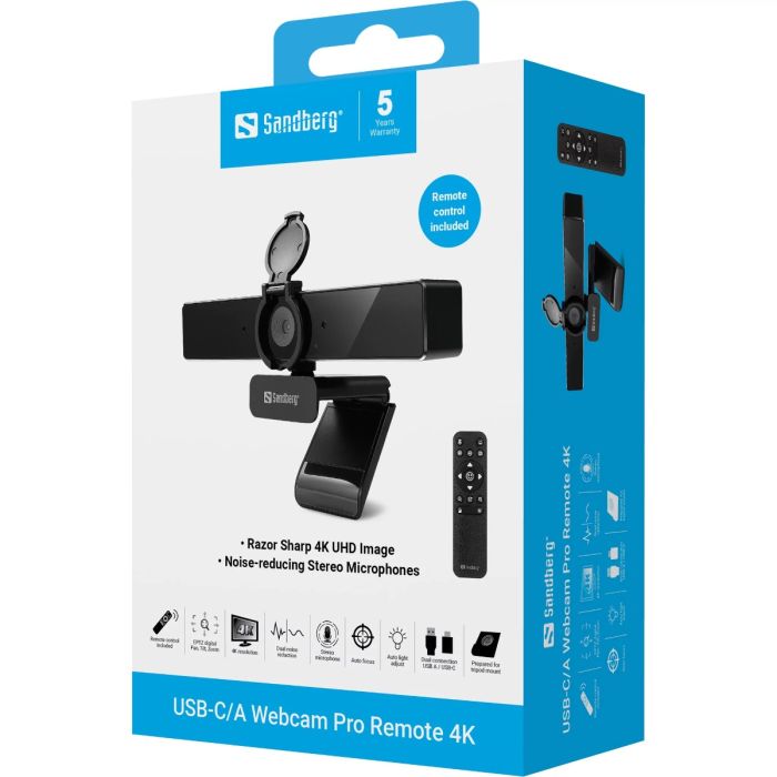 Sandberg USB-C/A Webcam Pro Remote 4K spletna kamera in daljinec