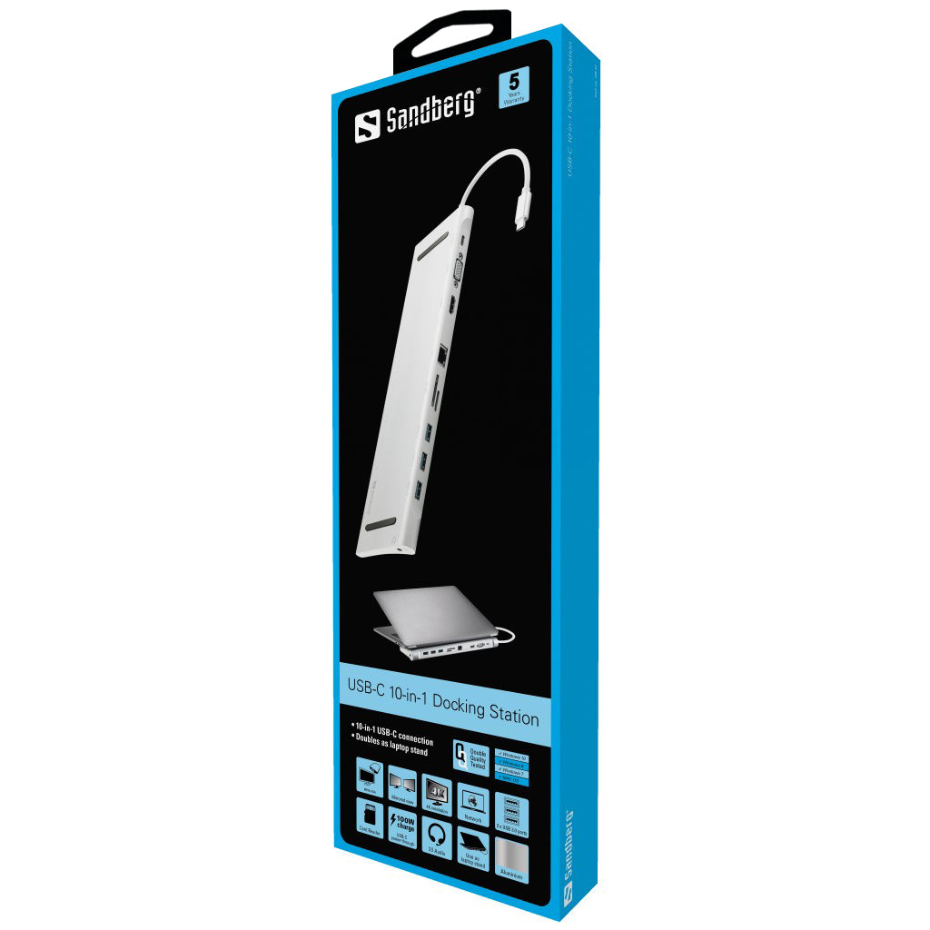 Sandberg USB-C 10 v 1 Docking postaja za prenosnike