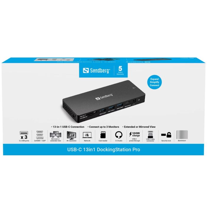 Sandberg USB-C 13 in 1 Docking Station Pro