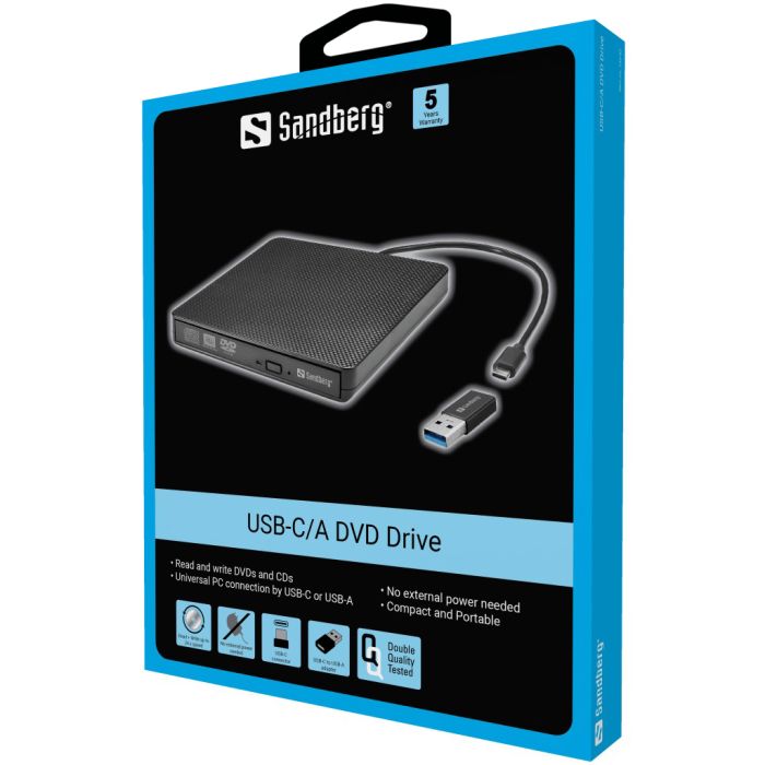 Sandberg USB-C/A DVD Drive zunanji DVD-pogon