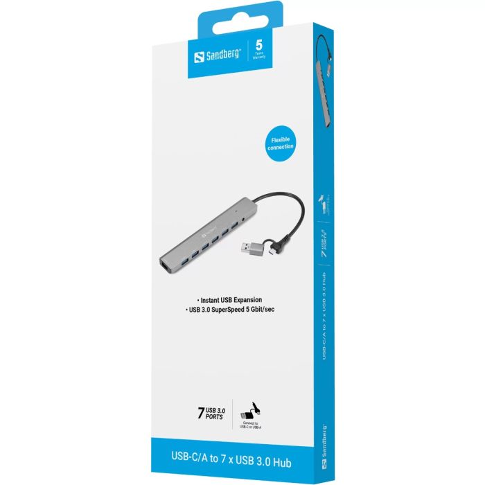Sandberg USB-C/A v 7 x USB 3.0 HUB