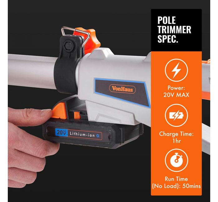 VonHaus akumulatorske teleskopske škarje za grmičevje G-Series