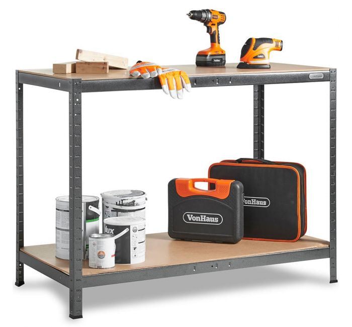 Vonhaus 1.2m brezvijačna delovna miza in regalni poličnik HAMMERITE