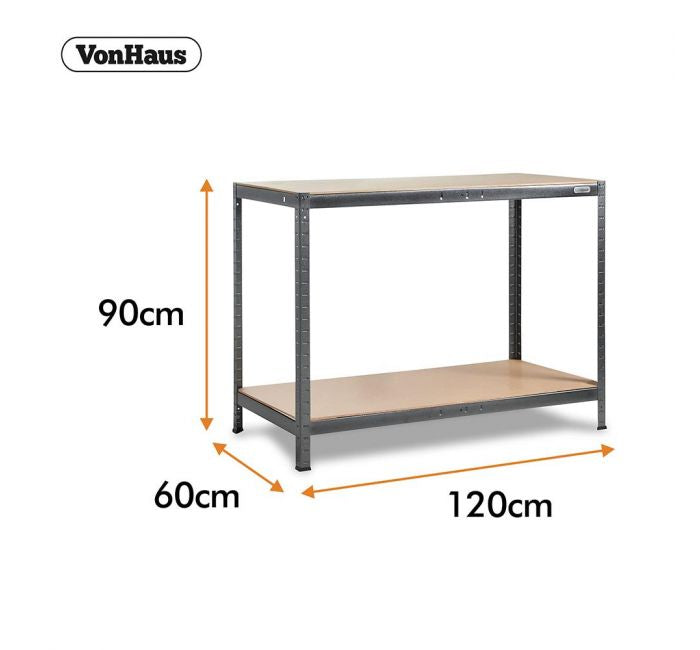 Vonhaus 1.2m brezvijačna delovna miza in regalni poličnik HAMMERITE