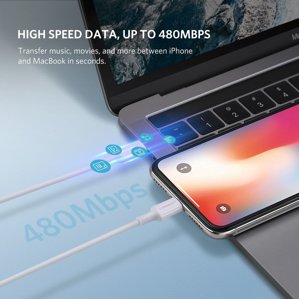 Ugreen USB-C na Lightning kabel srebrn 1m - box
