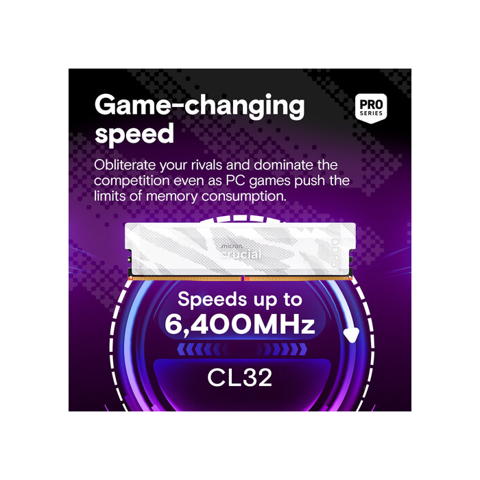 Crucial Pro 16GB DDR5-6400 UDIMM CL32, 1.35V, Bel