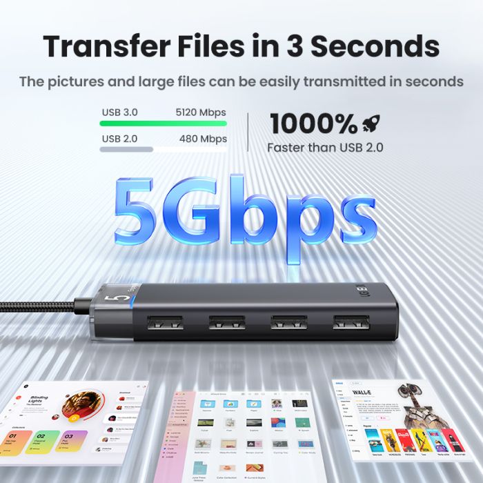 Ugreen USB 3.0 hub s 4 vrati 5Gbps