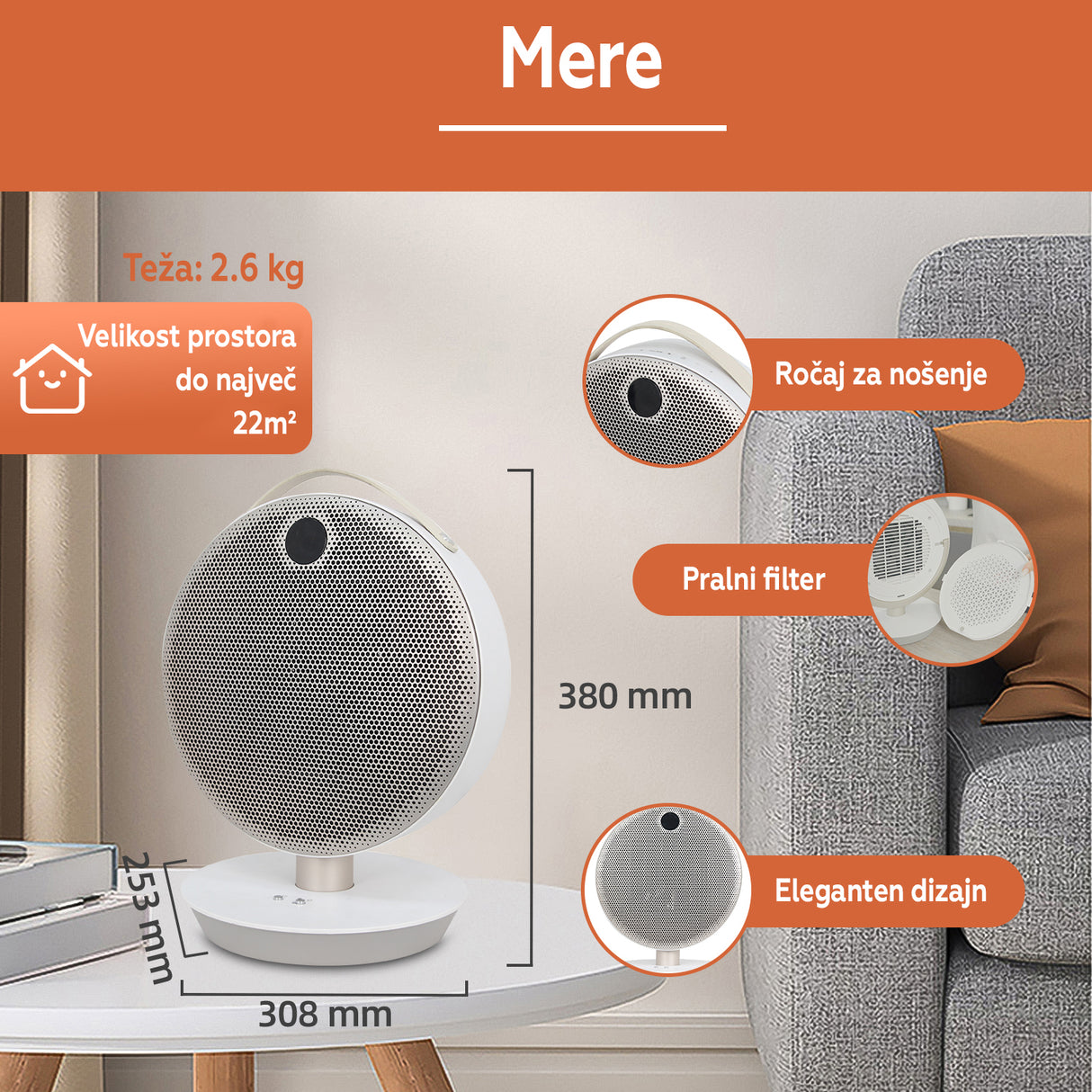 SHX eleganten zmogljiv grelec 220W bel