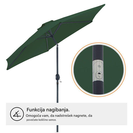 VonHaus 2,7M senčnik samostoječi UV30 zelen