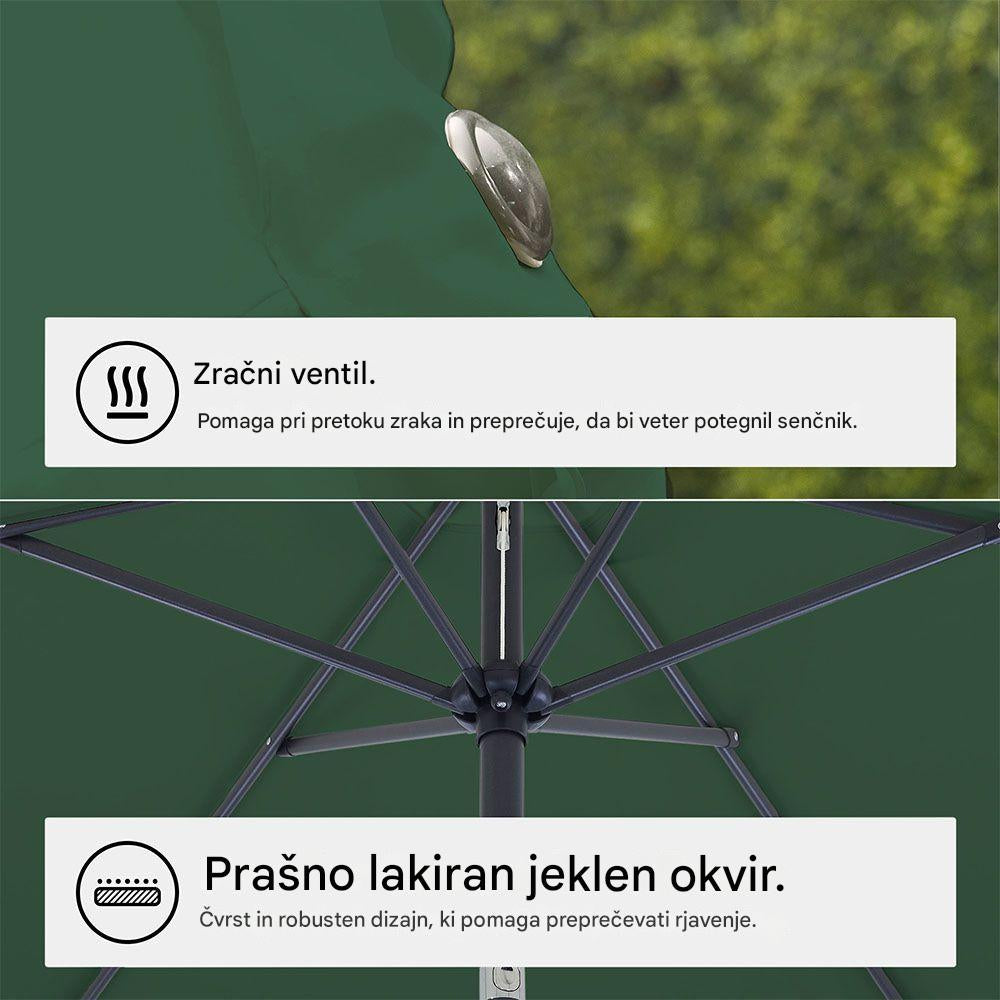 VonHaus 2,7M senčnik samostoječi UV30 zelen