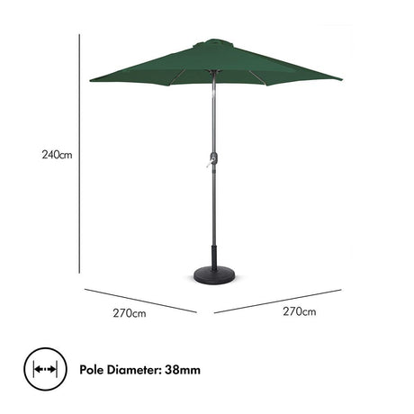 VonHaus 2,7M senčnik samostoječi UV30 zelen