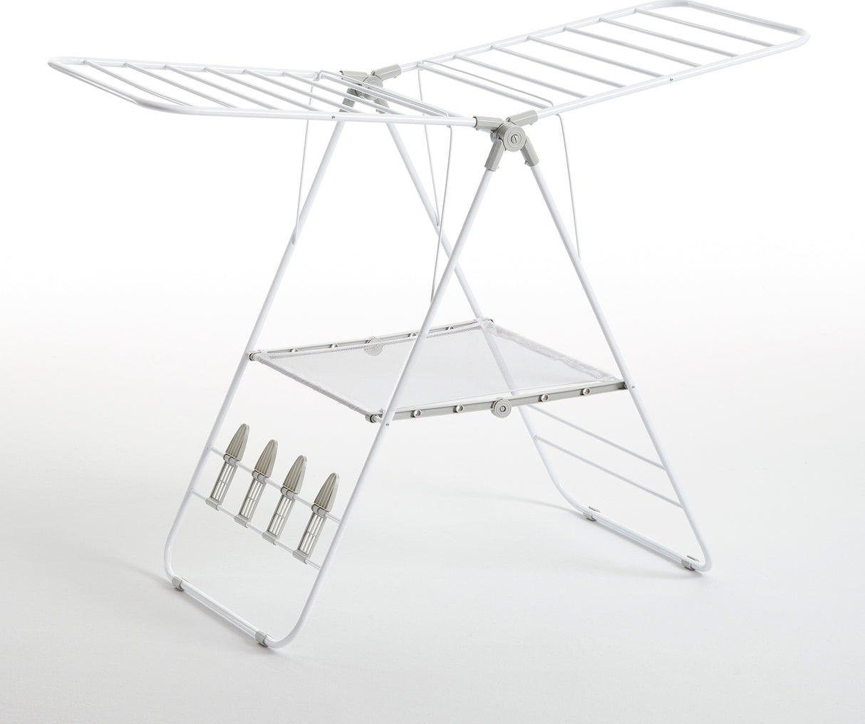 Rayen Večnamensko jekleno stojalo za perilo belo/sivo, 145 x 61 x 98 cm