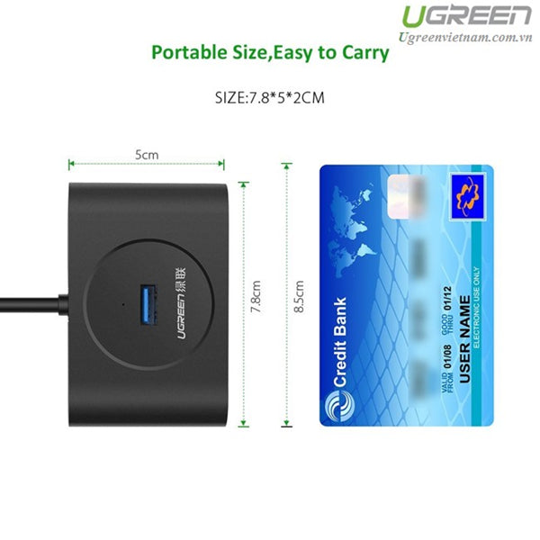 Ugreen USB 3.0 4 Ports Hub črn 0,5m - box