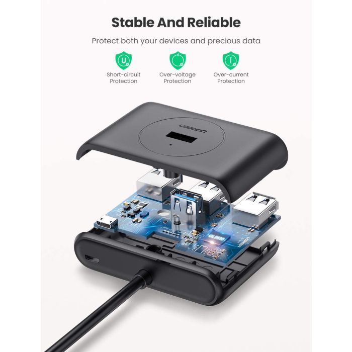 Ugreen USB 3.0 4 Ports Hub črn 1m - box