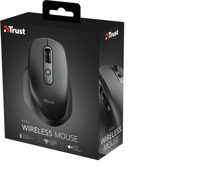 Trust brezžična miška Ozaa za polnjenje - črna