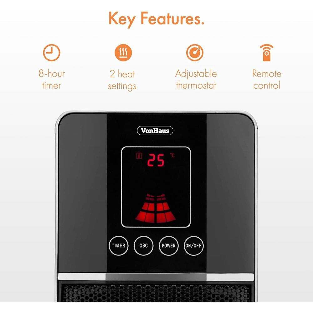 VonHaus 2000 W premium oscilacijski keramični PTC grelec črn 2514041