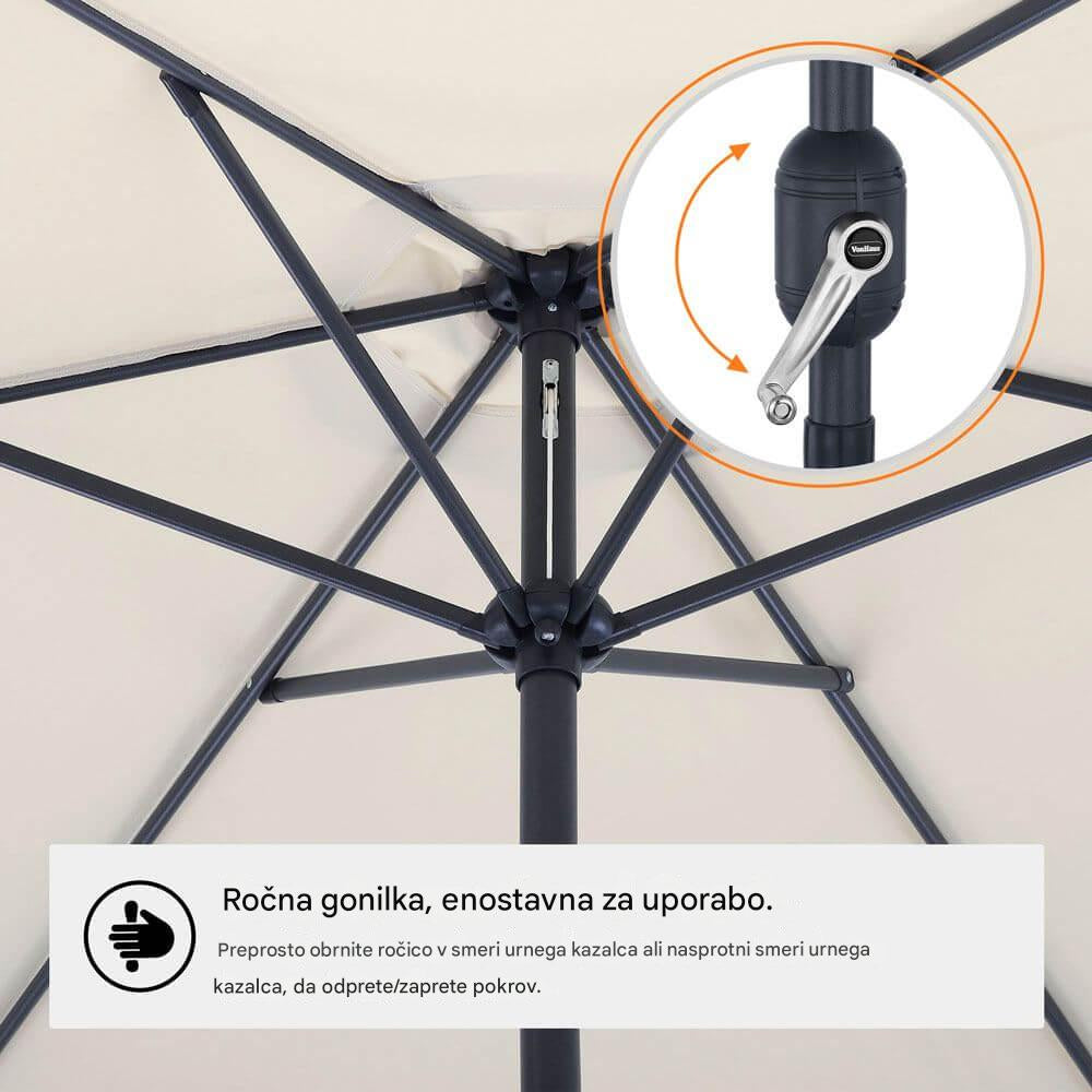 VonHaus 2,7M senčnik samostoječi UV30 bež