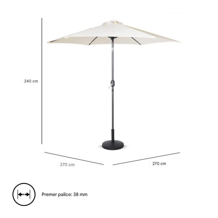 VonHaus 2,7M senčnik samostoječi UV30 bež