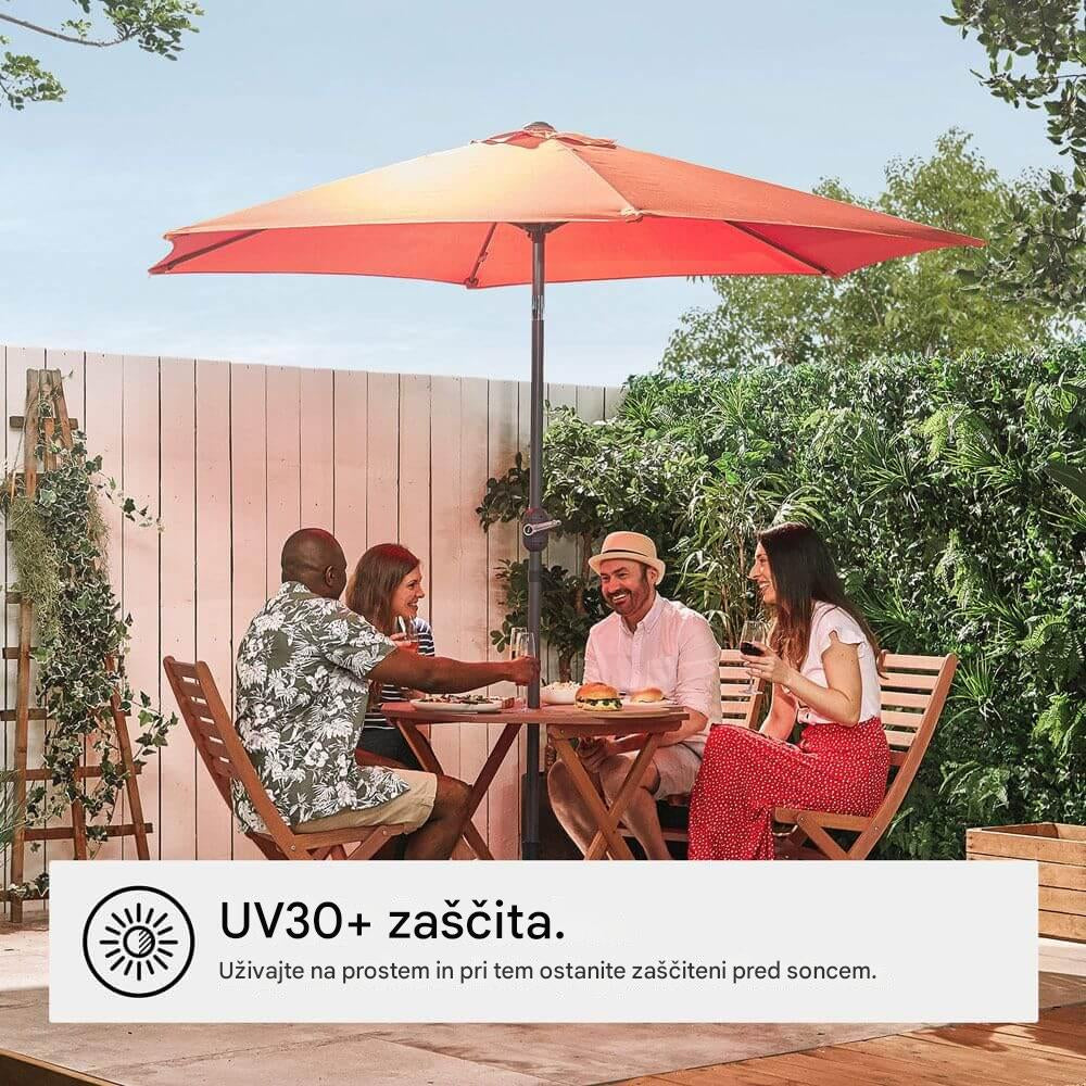 VonHaus 2,7M senčnik samostoječi UV30 oranžen