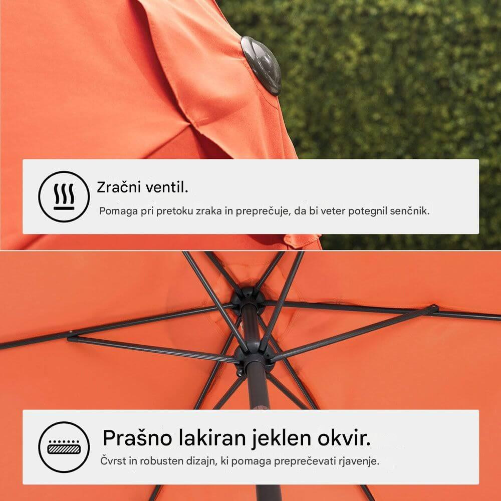 VonHaus 2,7M senčnik samostoječi UV30 oranžen