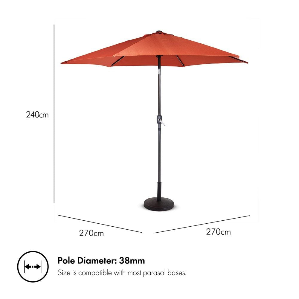 VonHaus 2,7M senčnik samostoječi UV30 oranžen