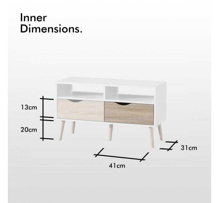 VonHaus Koto manjša TV omarica bela, hrast