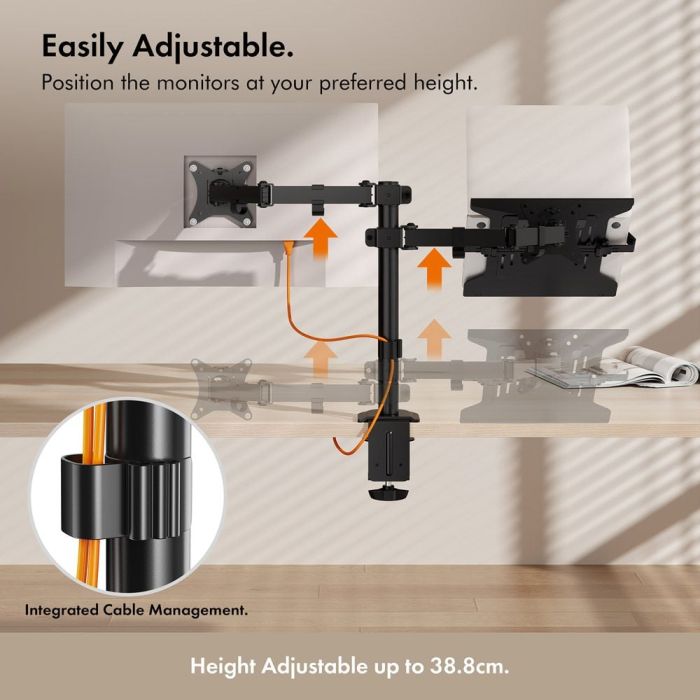 VonHaus dvojni namizni nosilec za monitor in prenosnik