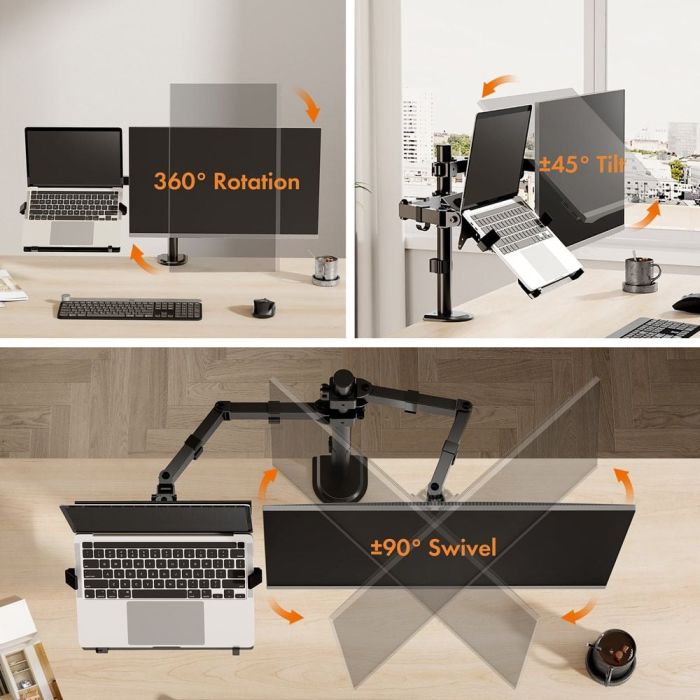 VonHaus dvojni namizni nosilec za monitor in prenosnik