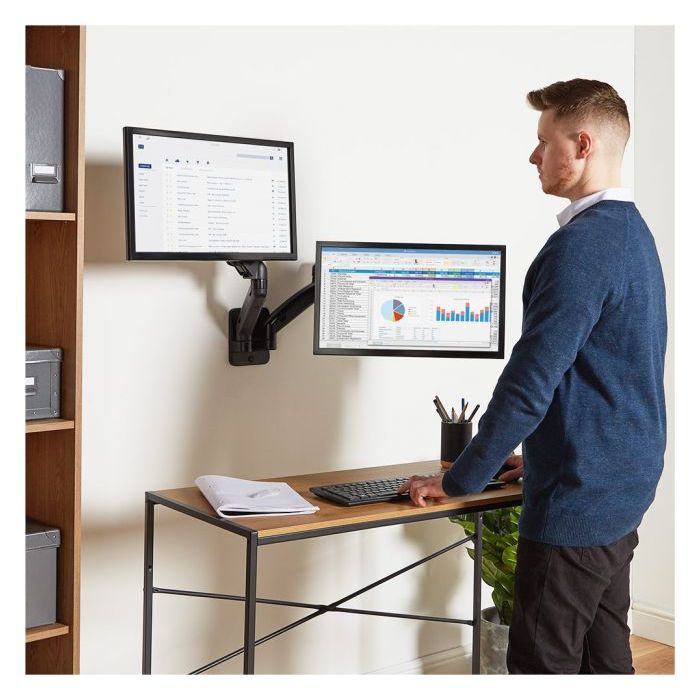 VonHaus stenski nosilec za dva monitorja