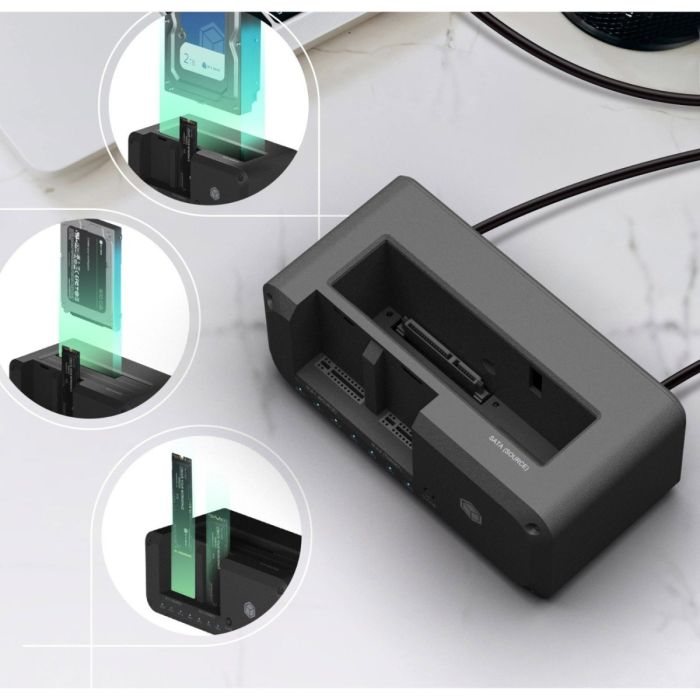IcyBox IB-2924MSCL-C31 priklopna in klonirna postaja za M.2 NVMe SSD & 2,5/3,5 SATA SSD/HDD
