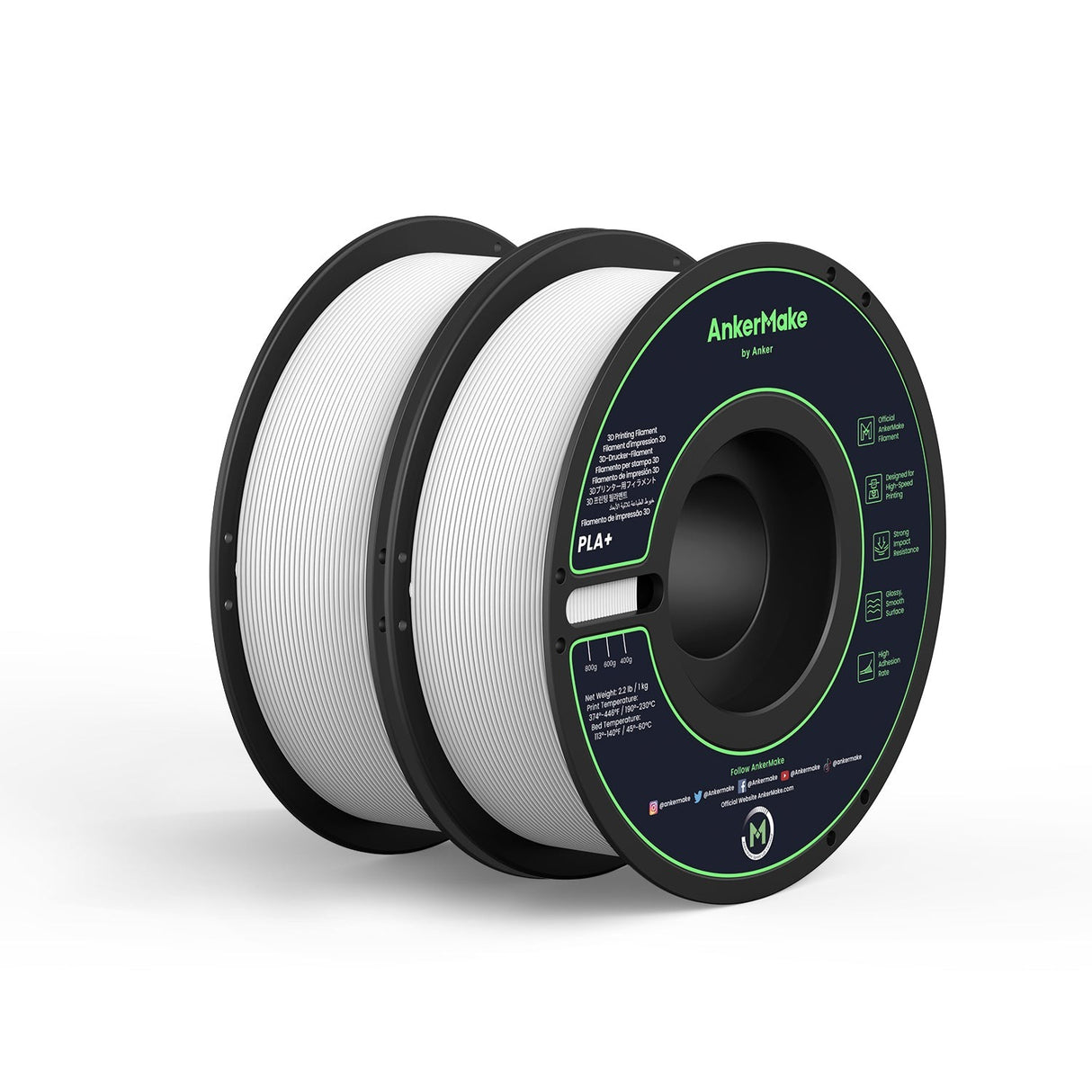 AnkerMake filament PLA+ bel 2x 1kg