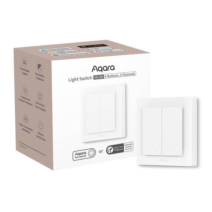 AQARA pametno stikalo za luči H2 (WS-K08D), 4 gumbi - 2 kanala