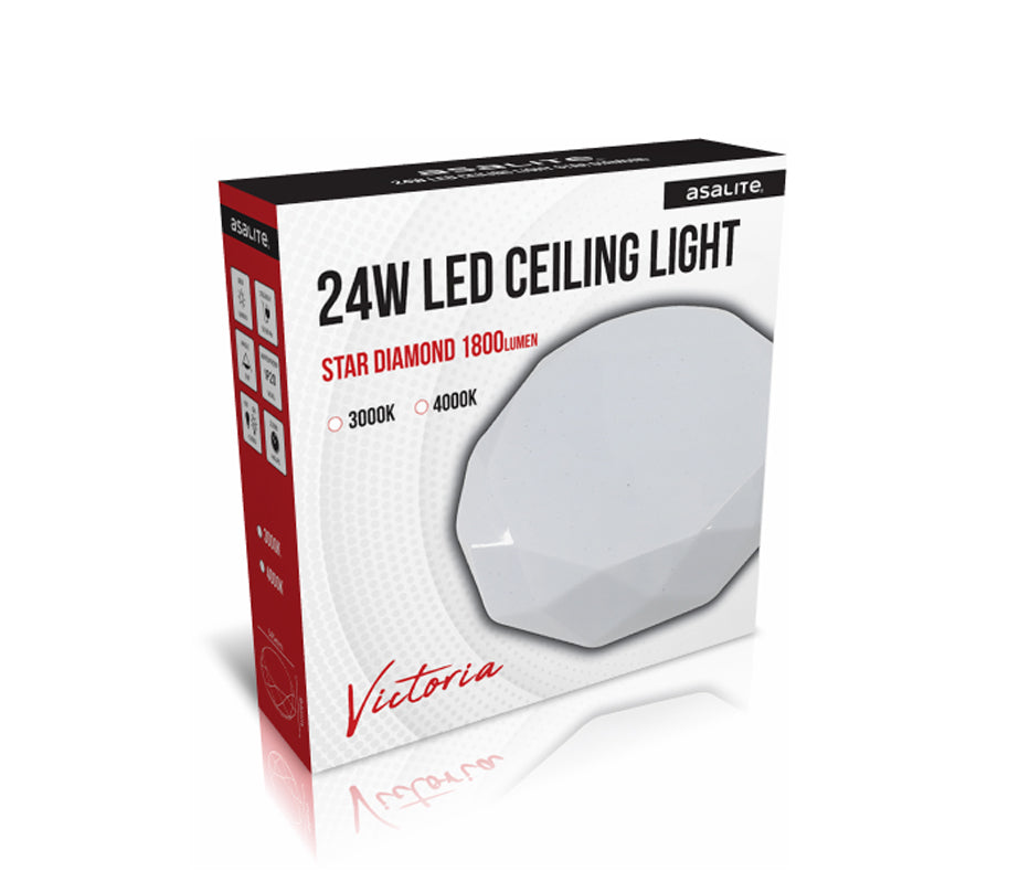 Stropna LED luč, diamant, 24W STAR, 3000K, 1800lm