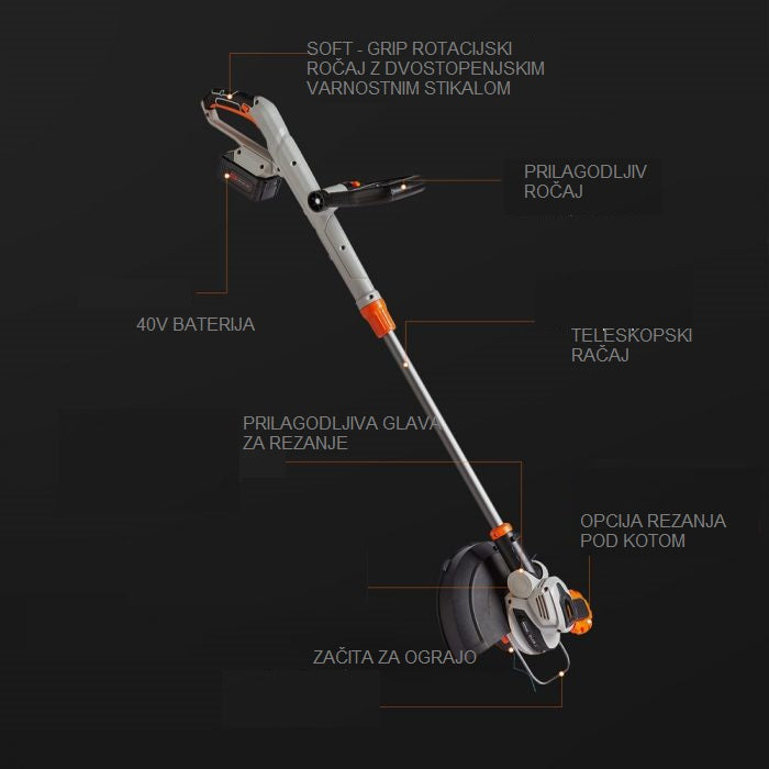 Vonhaus 40V akumulatorska kosilnica na nitko