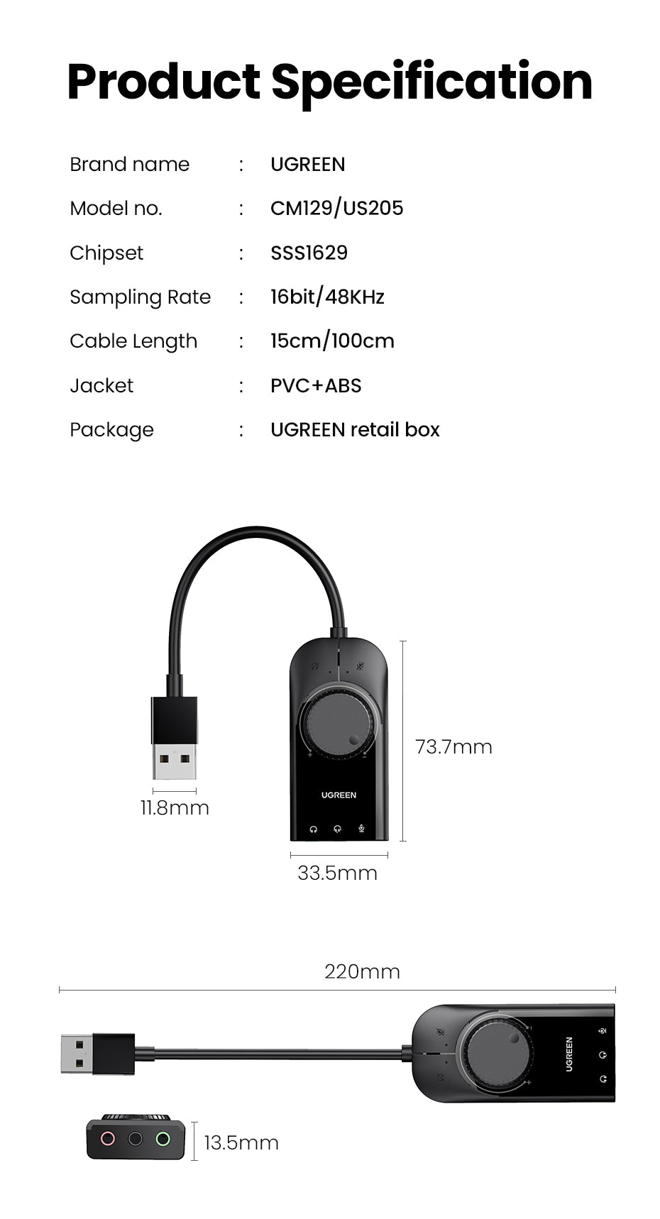 Ugreen zunanja USB zvočna kartica - box