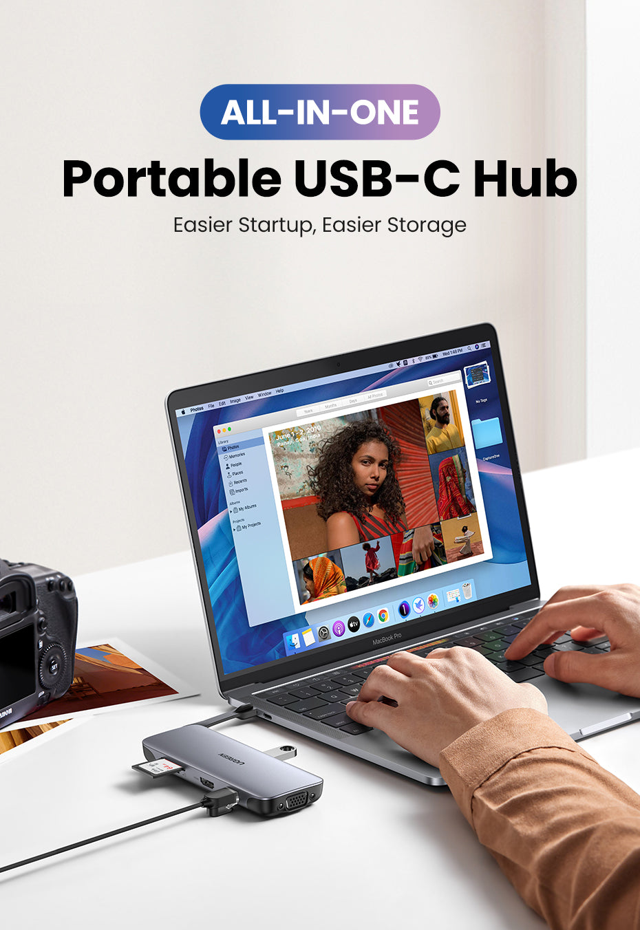 Ugreen USB-C 9v1 HUB 3*USB3.0+HDMI+VGA+RJ45 Gigabit+SD&TF +PD - box