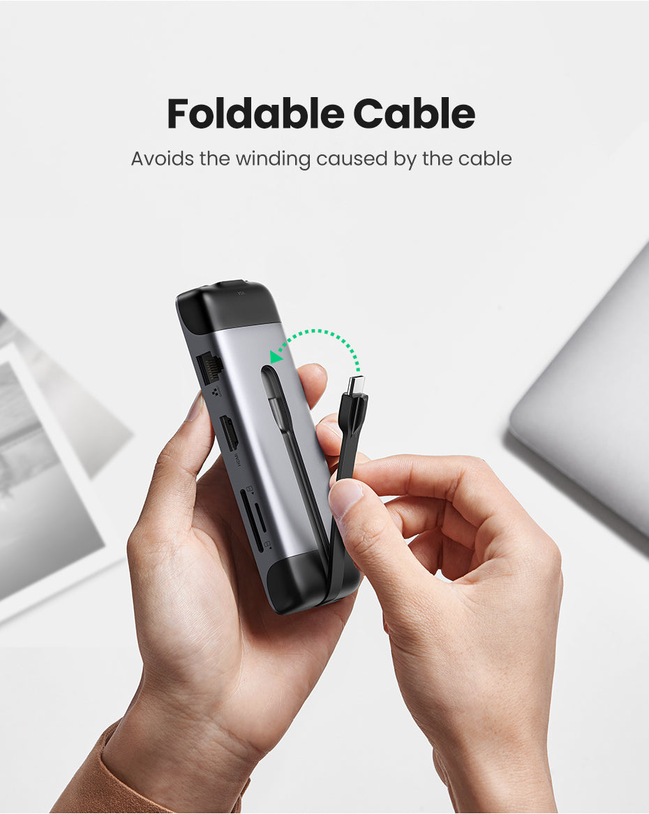 Ugreen USB-C 9v1 HUB 3*USB3.0+HDMI+VGA+RJ45 Gigabit+SD&TF +PD - box