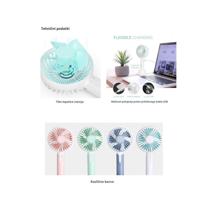 SHE Aroma ročni ventilator 10cm pink