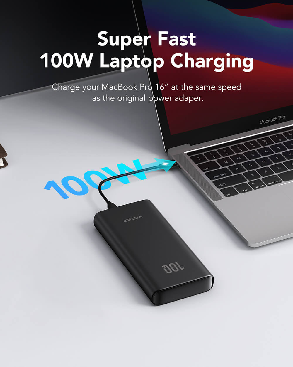 VEGER T100 PowerBank 20.000 mAh T100, črn
