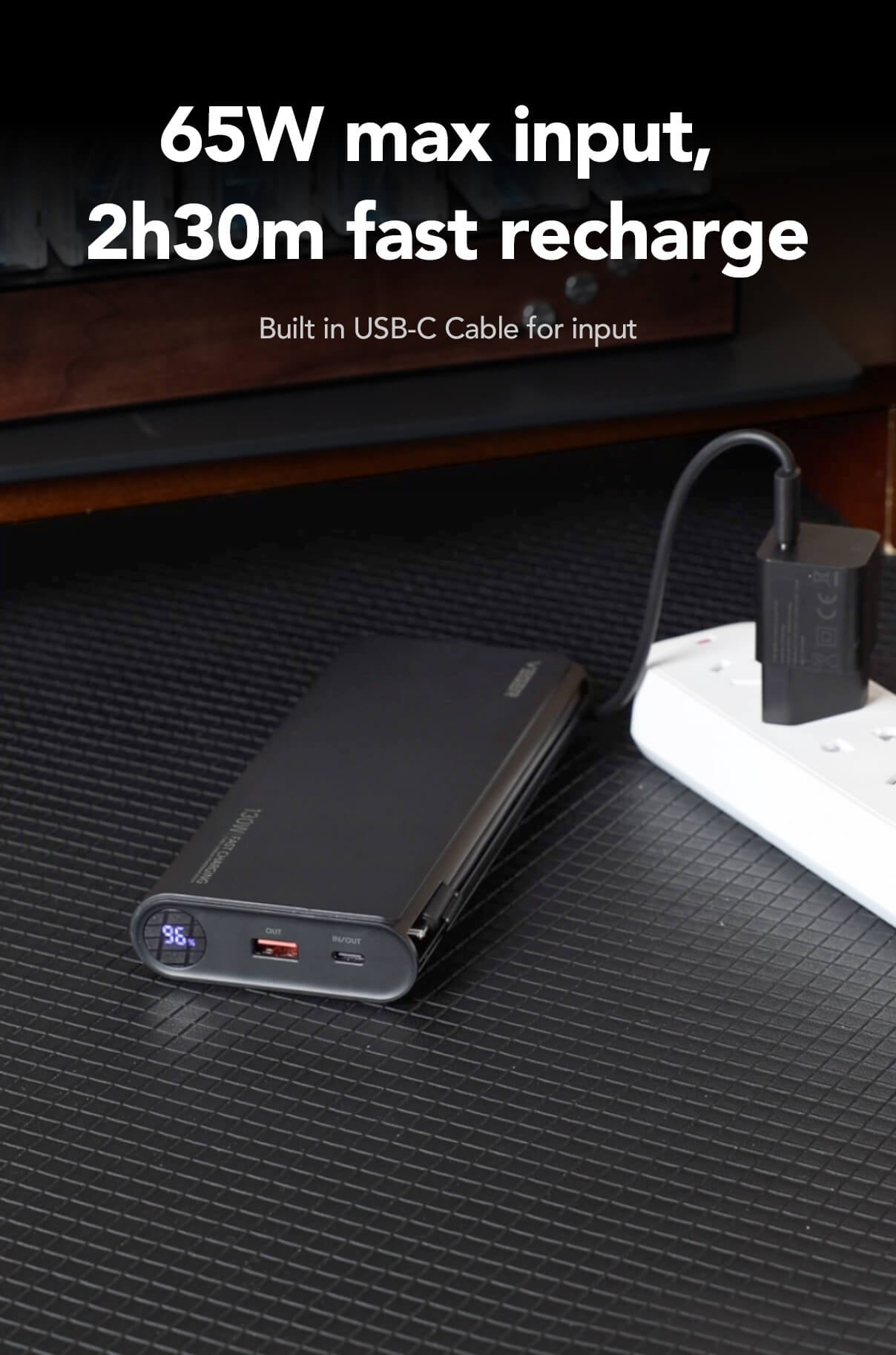 VEGER prenosna baterija TC130 25000 mAh, črna