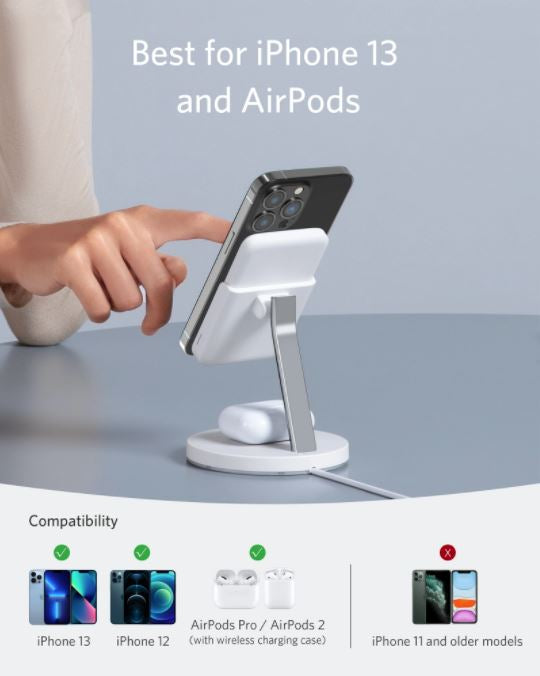 Anker MagGo 633 Magnetni brezžični polnilec in powerbank bel