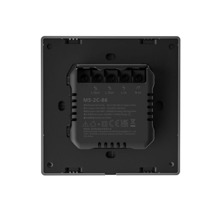 SONOFF pametno stensko stikalo Wi-Fi M5-2C-86, dvojno
