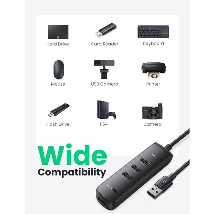 Ugreen USB 3.0 4-portni USB hub, 1M - Box