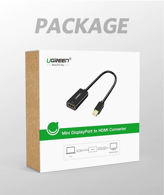 Ugreen Mini DisplayPort na HDMI (Ž) 4K adapter črn - box